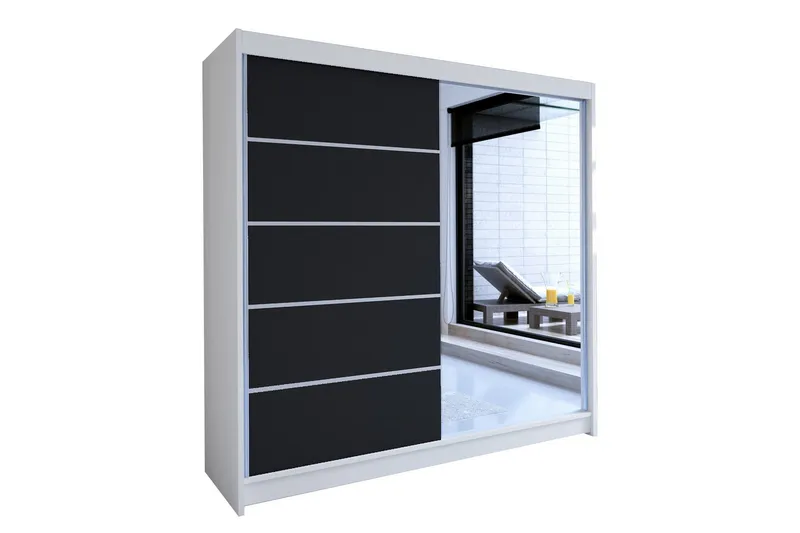 Talin Garderob 58x180 cm LED-belysning - Vit/Svart — Vit/Svart