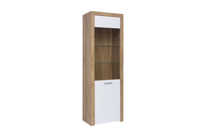Tarka Vitrinskåp 39 cm djup 62 cm bred 192 cm hög Trä Ek - Trä/natur|Vit — Trä/natur|Vit