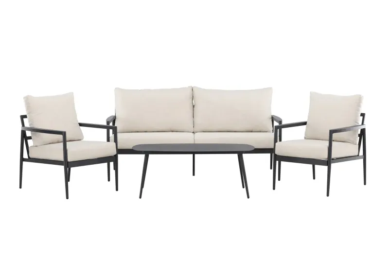 Taromina Soffgrupp Utomhus 4-sits - Svart/Beige — Venture Home