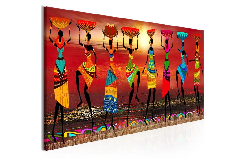 Tavla African Women Dancing 150x50 - Artgeist sp. z o. o. — Artgeist sp. z o. o.