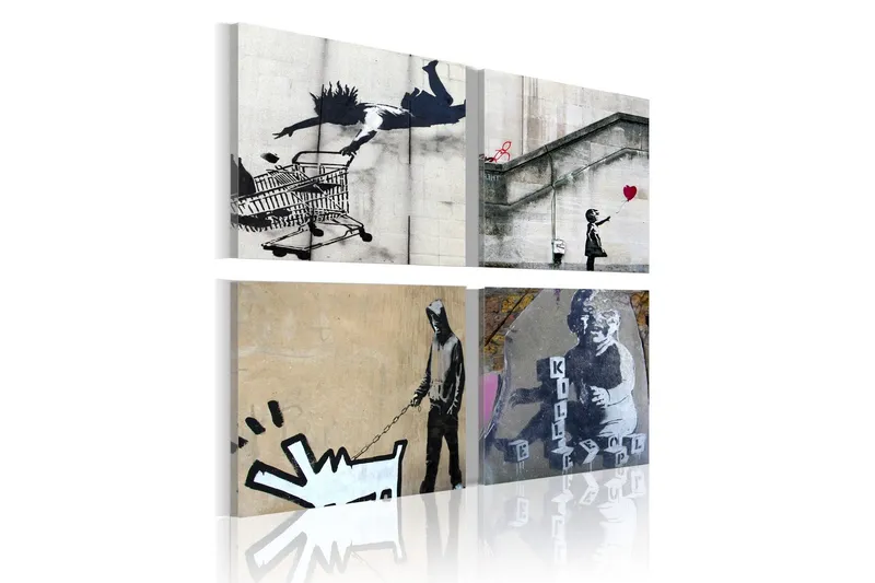 Tavla Banksy Fyra Orginal Idéer 80x80 - Artgeist sp. z o. o. — Artgeist sp. z o. o.