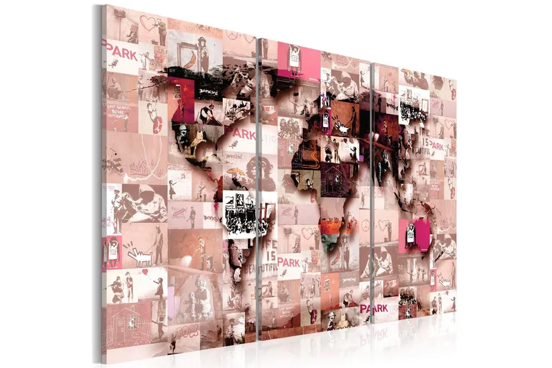 Tavla Banksy Graffiti Collage 120x80 - Artgeist sp. z o. o. — Artgeist sp. z o. o.