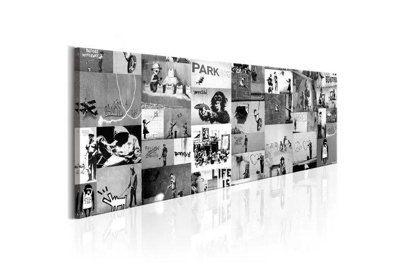 Tavla Banksy Graffiti Collage Ii 150x50 - Artgeist sp. z o. o. — Artgeist sp. z o. o.