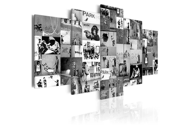 Tavla Banksy Graffiti Collage Iv 100x50 - Artgeist sp. z o. o. — Artgeist sp. z o. o.