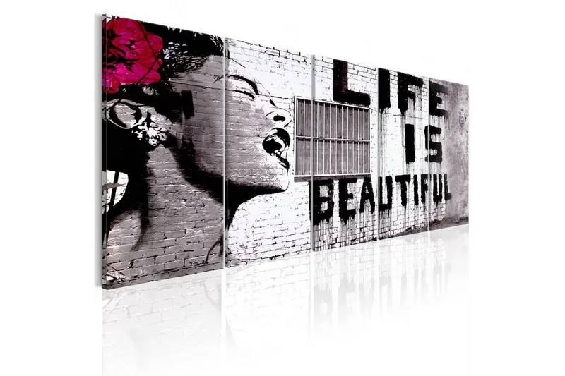 Tavla Banksy Life Is Beautiful 200x80 - Artgeist sp. z o. o. — Artgeist sp. z o. o.