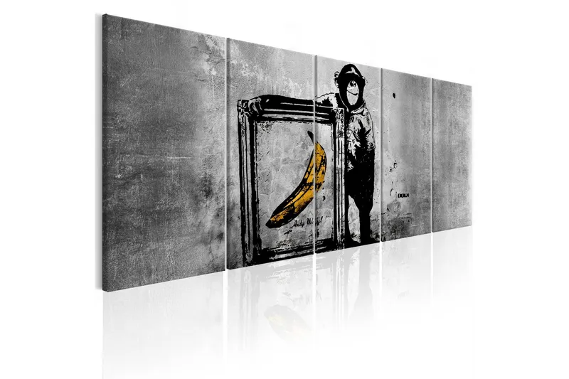 Tavla Banksy Monkey With Frame 225x90 - Artgeist sp. z o. o. — Artgeist sp. z o. o.