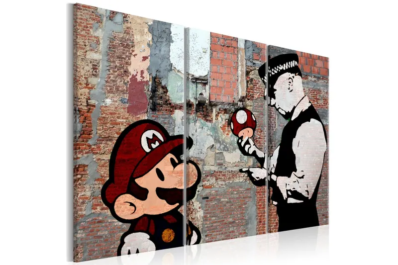 Tavla Banksy Warning 90x60 - Artgeist sp. z o. o. — Artgeist sp. z o. o.