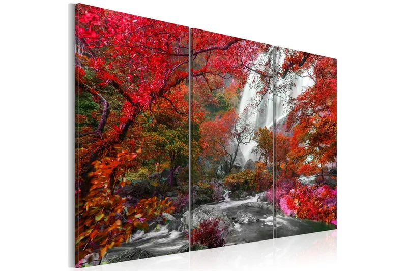 Tavla Beautiful Waterfall Autumnal Forest 120x80 - Artgeist sp. z o. o. — Artgeist sp. z o. o.
