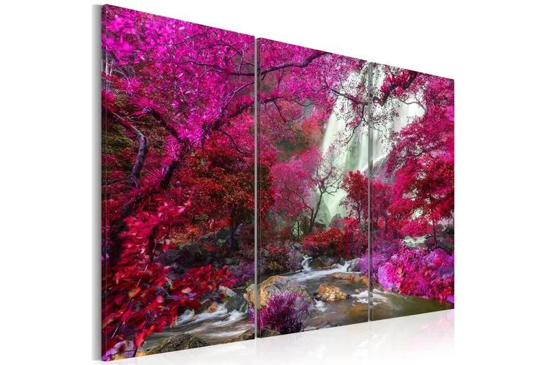 Tavla Beautiful Waterfall Pink Forest 120x80 - Artgeist sp. z o. o. — Artgeist sp. z o. o.