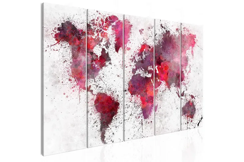 Tavla Bloody Map 5 Parts Narrow 200x80 - Artgeist sp. z o. o. — Artgeist sp. z o. o.