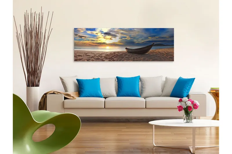 Tavla Boat on the Beach (1 Part) Narrow 150x50 - Artgeist sp. z o. o. — Artgeist sp. z o. o.