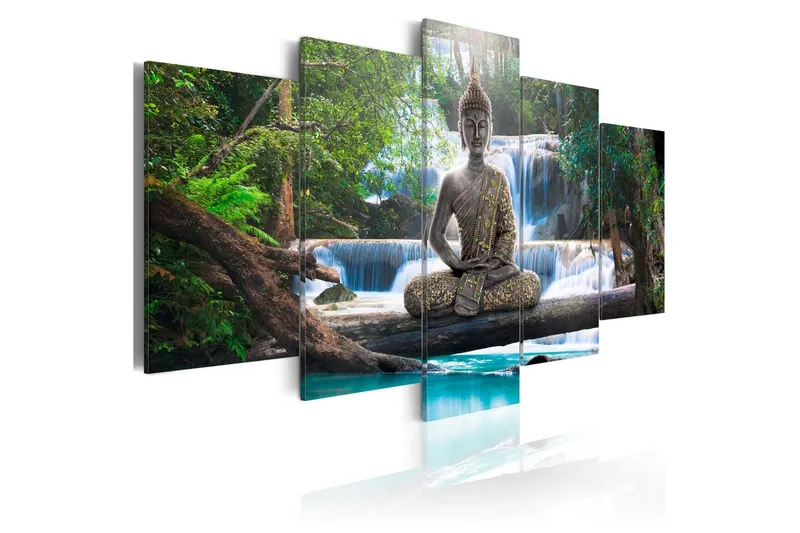 Tavla Buddha And Waterfall 100x50 - Artgeist sp. z o. o. — Artgeist sp. z o. o.