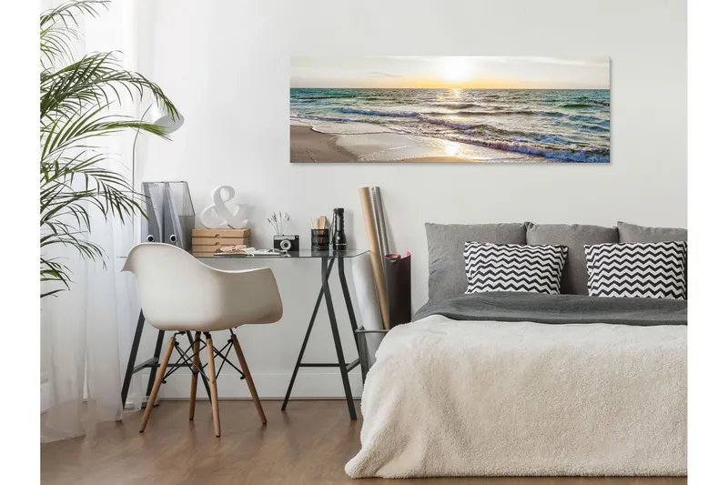 Tavla Calm Waves (1 Part) Narrow Grey 120x40 - Artgeist sp. z o. o. — Artgeist sp. z o. o.