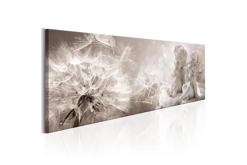 Tavla Cherubs And The Dandelion 135x45 - Artgeist sp. z o. o. — Artgeist sp. z o. o.