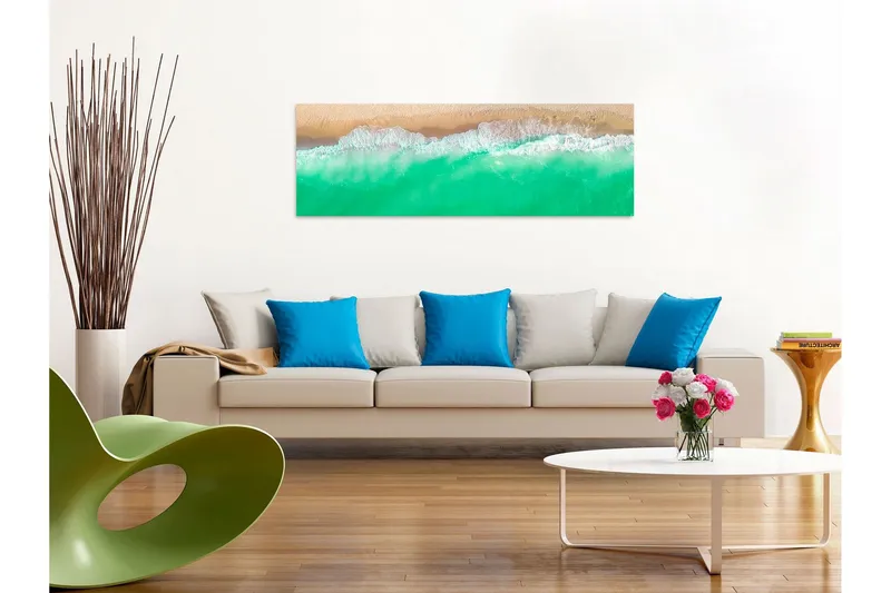 Tavla Coast (1 Part) Narrow Green 135x45 - Artgeist sp. z o. o. — Artgeist sp. z o. o.