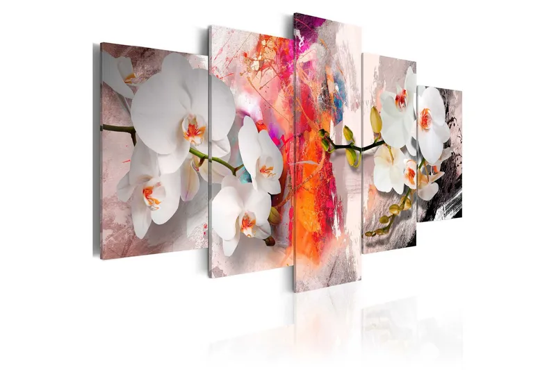 Tavla Colorful Background And Orchids 200x100 - Artgeist sp. z o. o. — Artgeist sp. z o. o.