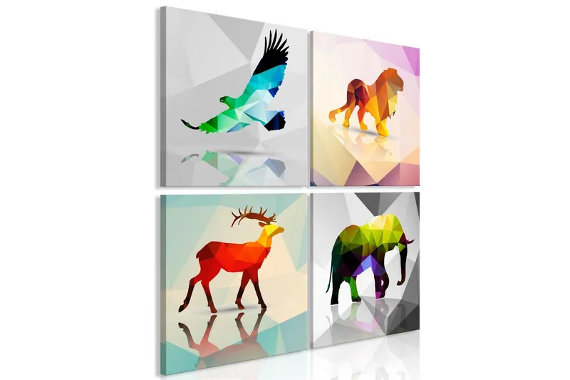 Tavla Colourful Animals 4 Parts 60x60 - Artgeist sp. z o. o. — Artgeist sp. z o. o.