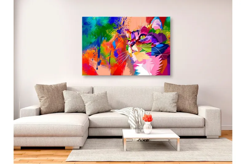 Tavla Colourful Cat (1 Part) Wide 120x80 - Artgeist sp. z o. o. — Artgeist sp. z o. o.