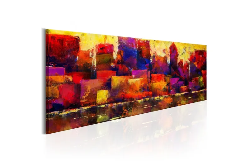 Tavla Colourful City Skyline 135x45 - Artgeist sp. z o. o. — Artgeist sp. z o. o.