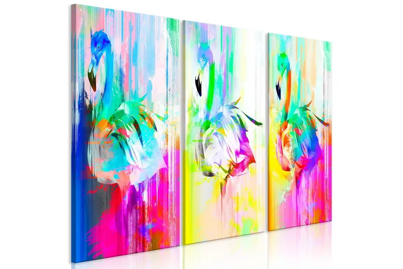 Tavla Colourful Flamingos 3 Parts 90x60 - Artgeist sp. z o. o. — Artgeist sp. z o. o.