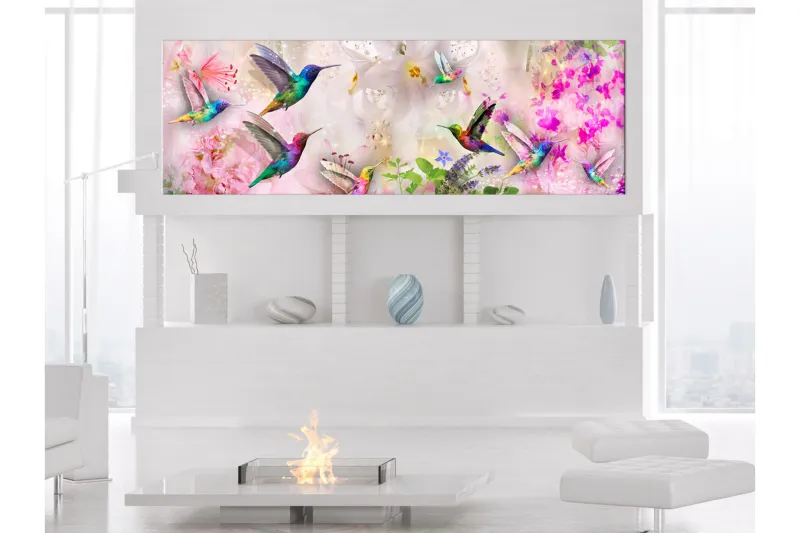 Tavla Colourful Hummingbirds (1 Part) Narrow 120x40 - Artgeist sp. z o. o. — Artgeist sp. z o. o.