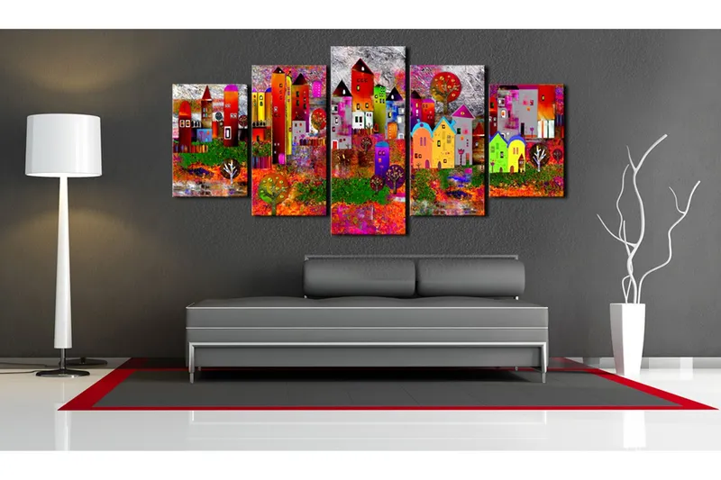 Tavla Colourful Small Town 100x50 - Artgeist sp. z o. o. — Artgeist sp. z o. o.