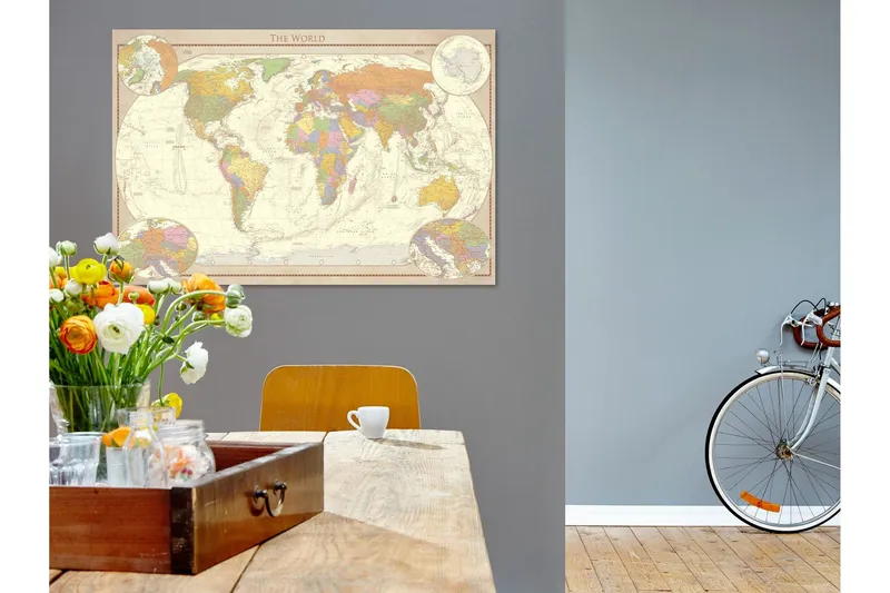 Tavla Cream World Map 90x60 - Artgeist sp. z o. o. — Artgeist sp. z o. o.