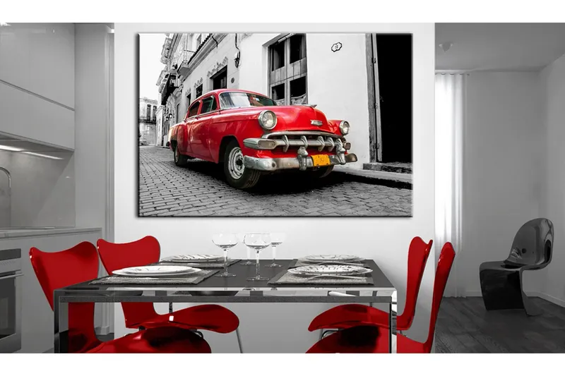 Tavla Cuban Classic Car (Red) 90x60 - Artgeist sp. z o. o. — Artgeist sp. z o. o.