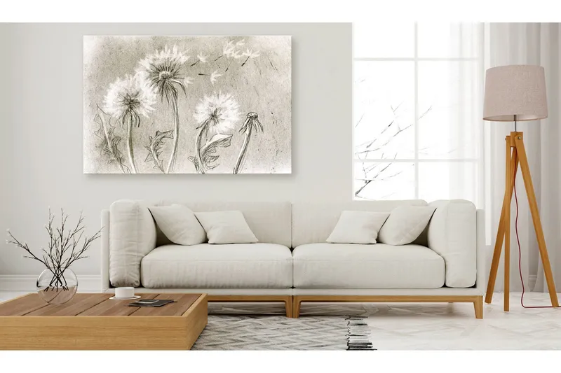 Tavla Dandelions (Pencil Artwork) 120x80 - Artgeist sp. z o. o. — Artgeist sp. z o. o.