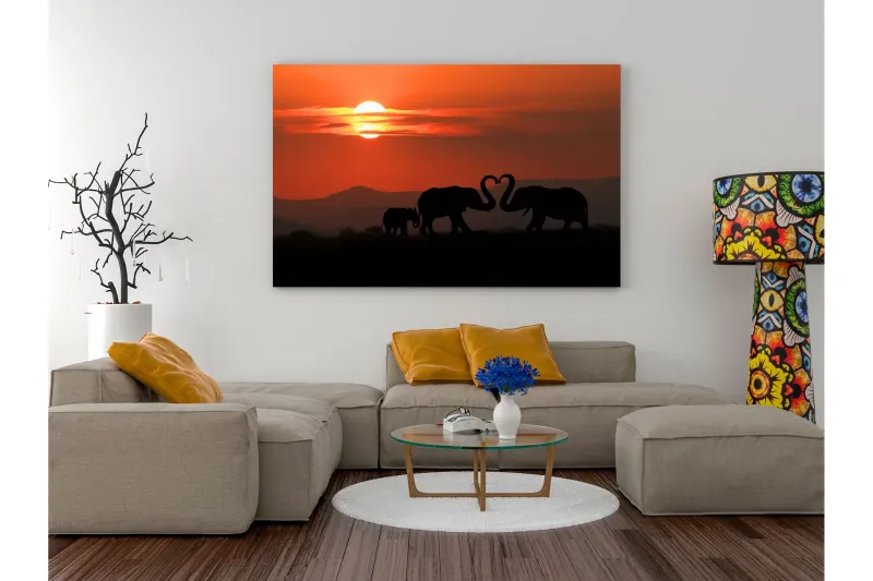Tavla Elephants in Love (1 Part) Wide 60x40 - Artgeist sp. z o. o. — Artgeist sp. z o. o.