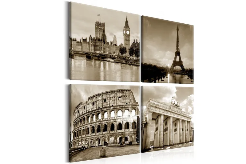 Tavla European Capitals 40x40 - Artgeist sp. z o. o. — Artgeist sp. z o. o.