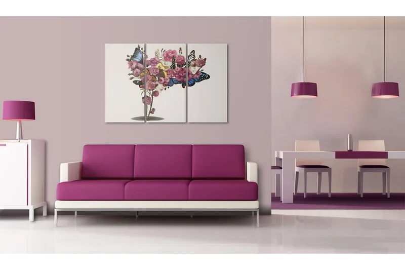 Tavla Fjärilar, blommor och karneval 90x60 - Artgeist sp. z o. o. — Artgeist sp. z o. o.