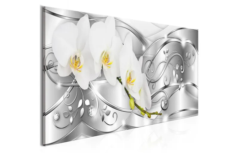 Tavla Flowering 1 Part Narrow Silver 135x45 - Artgeist sp. z o. o. — Artgeist sp. z o. o.