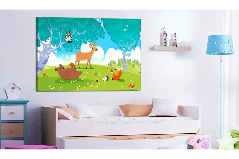 Tavla Friendly Animals (1 Part) Wide 120x80 - Artgeist sp. z o. o. — Artgeist sp. z o. o.