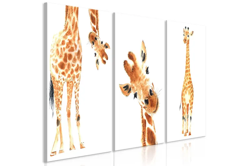 Tavla Funny Giraffes 3 Parts 120x60 - Artgeist sp. z o. o. — Artgeist sp. z o. o.