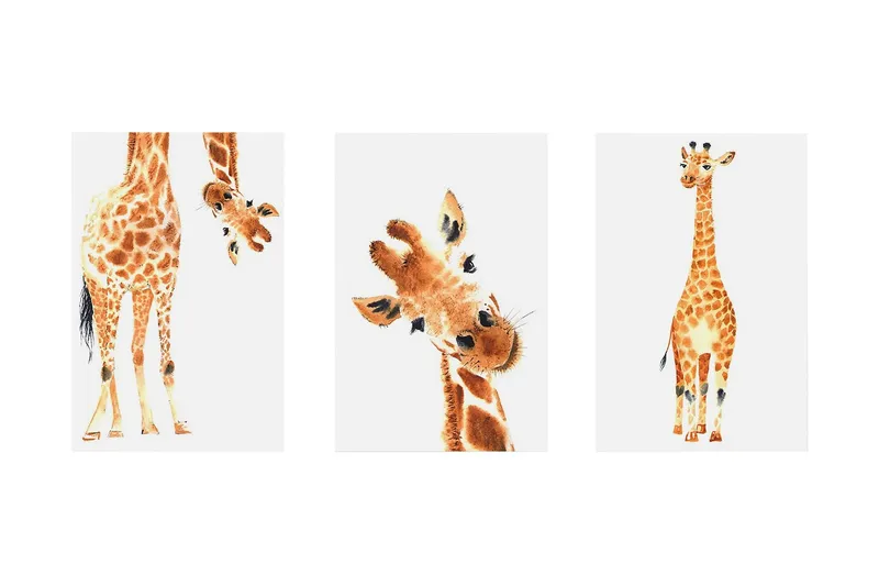 Tavla Funny Giraffes 3 Parts 60x30 - Artgeist sp. z o. o. — Artgeist sp. z o. o.