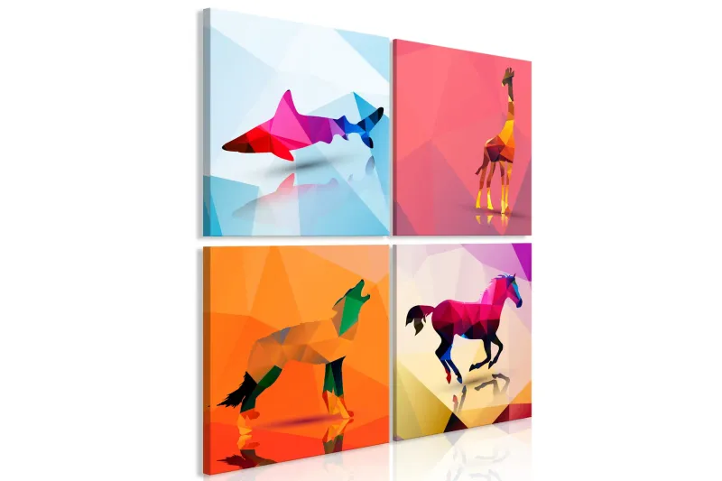 Tavla Geometric Animals 4 Parts 40x40 - Artgeist sp. z o. o. — Artgeist sp. z o. o.