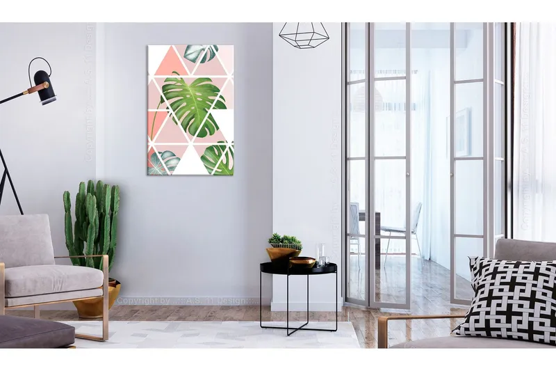 Tavla Geometric Monstera (1 Part) Vertical 60x90 - Artgeist sp. z o. o. — Artgeist sp. z o. o.