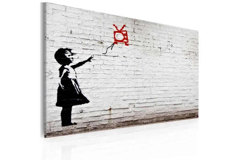 Tavla Girl With Tv Banksy 60x40 - Artgeist sp. z o. o. — Artgeist sp. z o. o.