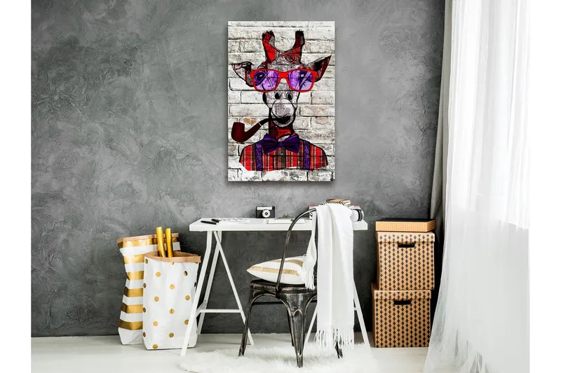 Tavla Hipster Giraffe (1 Part) Vertical 60x90 - Artgeist sp. z o. o. — Artgeist sp. z o. o.