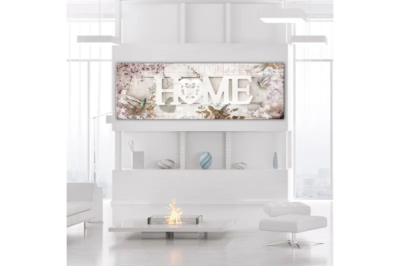 Tavla Home and Hummingbirds (1 Part) Beige Narrow 120x40 - Artgeist sp. z o. o. — Artgeist sp. z o. o.