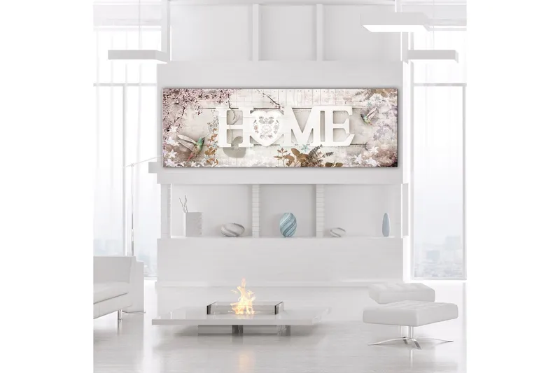 Tavla Home and Hummingbirds (1 Part) Beige Narrow 150x50 - Artgeist sp. z o. o. — Artgeist sp. z o. o.