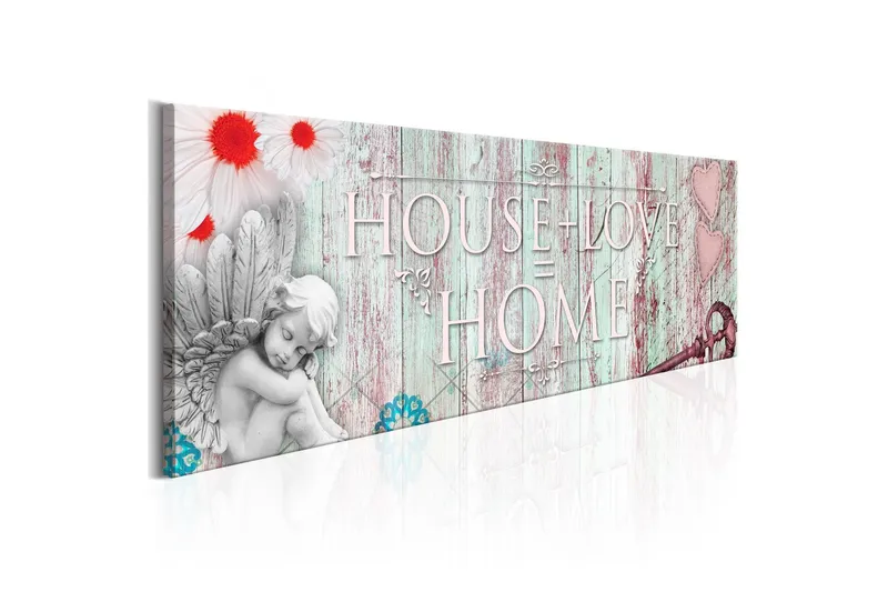 Tavla Home: House + Love 135x45 - Artgeist sp. z o. o. — Artgeist sp. z o. o.