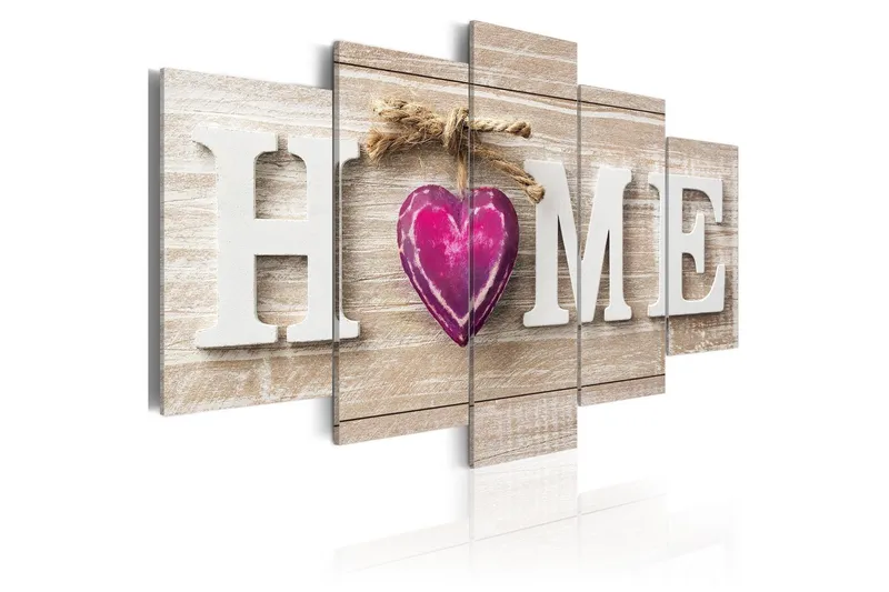 Tavla Home Pink Heart 100x50 - Artgeist sp. z o. o. — Artgeist sp. z o. o.