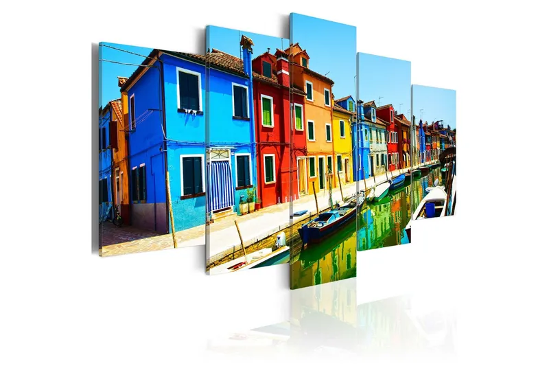 Tavla Houses In The Colors Of The Rainbow 100x50 - Artgeist sp. z o. o. — Artgeist sp. z o. o.