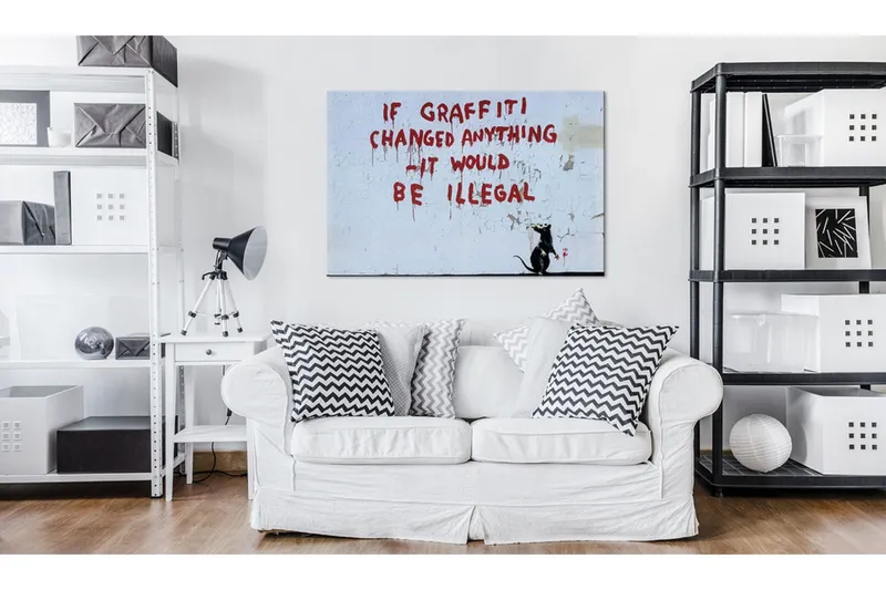 Tavla If Graffiti Changed Anything by Banksy 120x80 - Artgeist sp. z o. o. — Artgeist sp. z o. o.