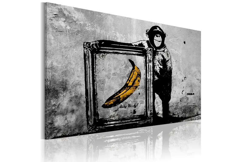 Tavla Inspired By Banksy Black And White 90x60 - Artgeist sp. z o. o. — Artgeist sp. z o. o.