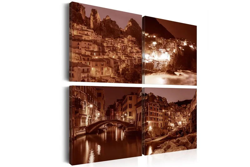 Tavla Italian Towns Sepia 40x40 - Artgeist sp. z o. o. — Artgeist sp. z o. o.