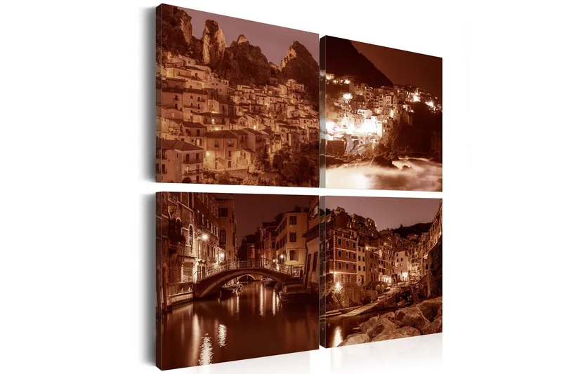 Tavla Italian Towns Sepia 80x80 - Artgeist sp. z o. o. — Artgeist sp. z o. o.