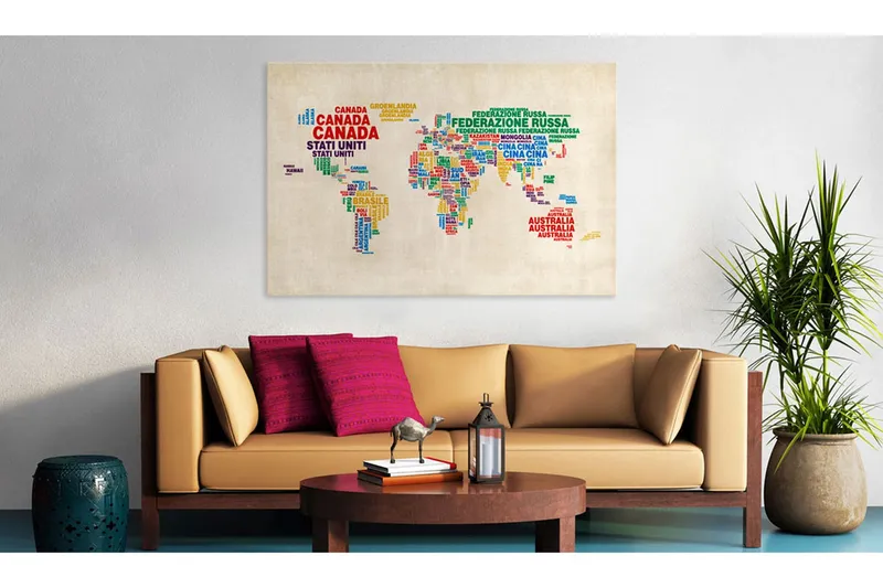 Tavla Italienska namnen på de länder i klara färger 120x80 - Artgeist sp. z o. o. — Artgeist sp. z o. o.